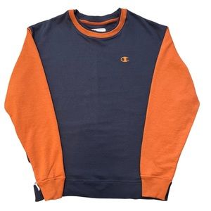 Navy and Orange Champion Crewneck Sweater